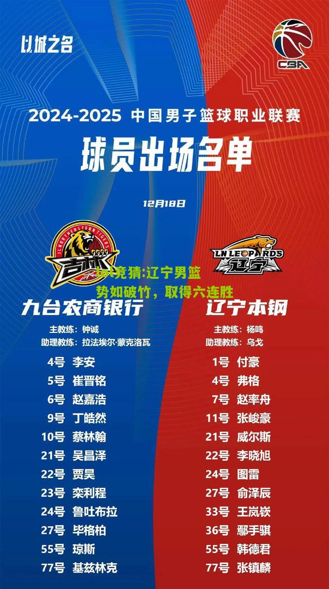 lol竞猜:辽宁男篮势如破竹，取得六连胜